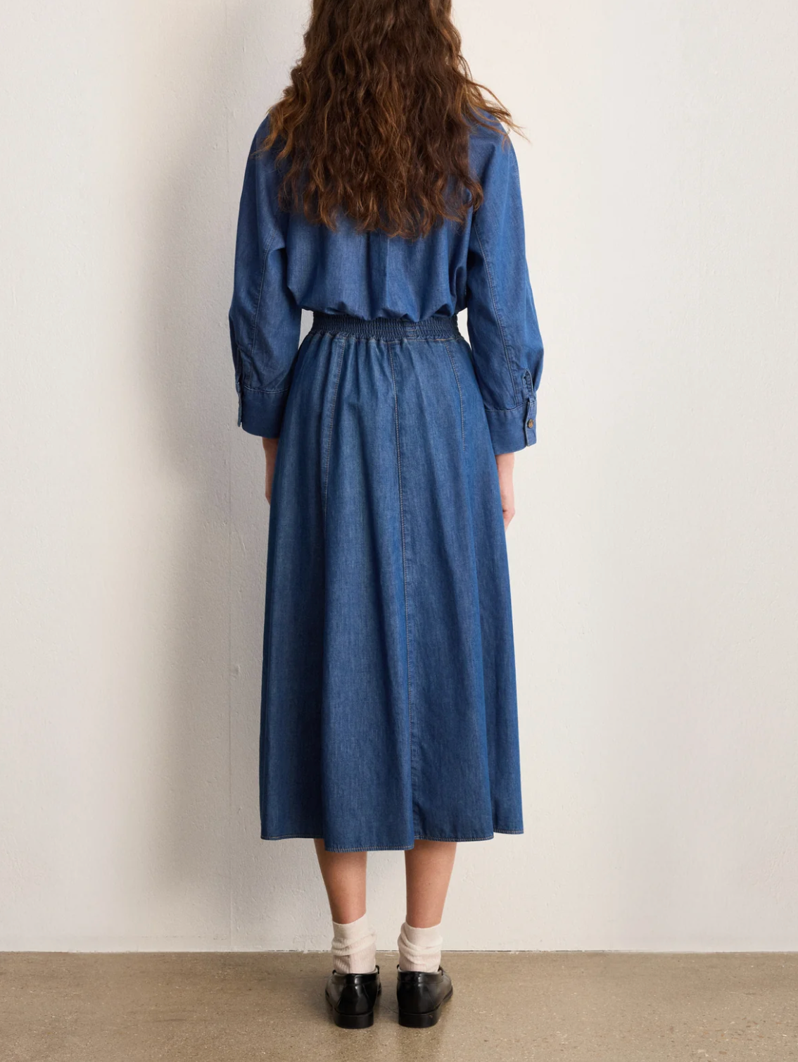 Jupe midi en denim plissé - NINAE