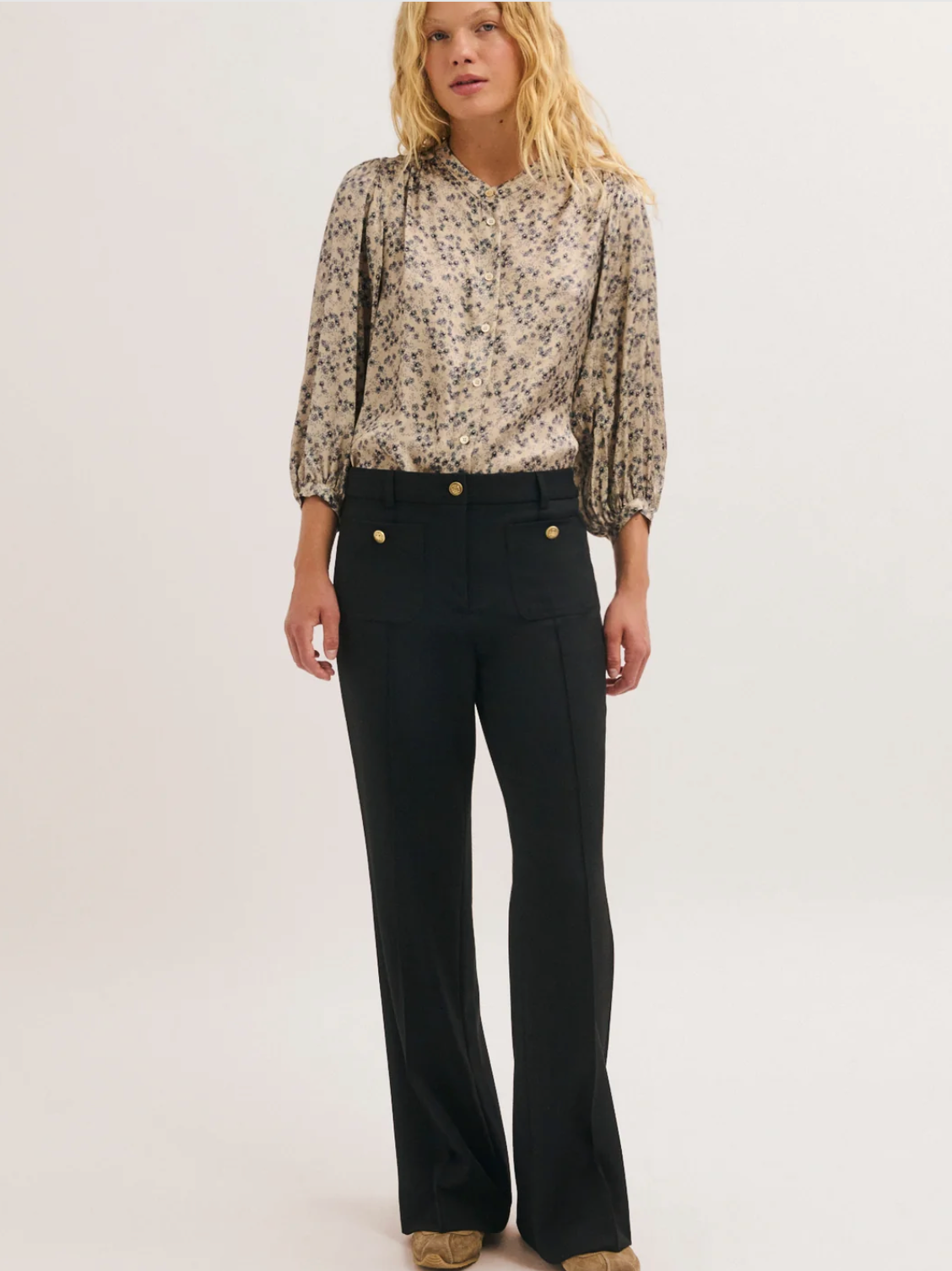 Pantalon 7/8 à boutons dorés - MERI