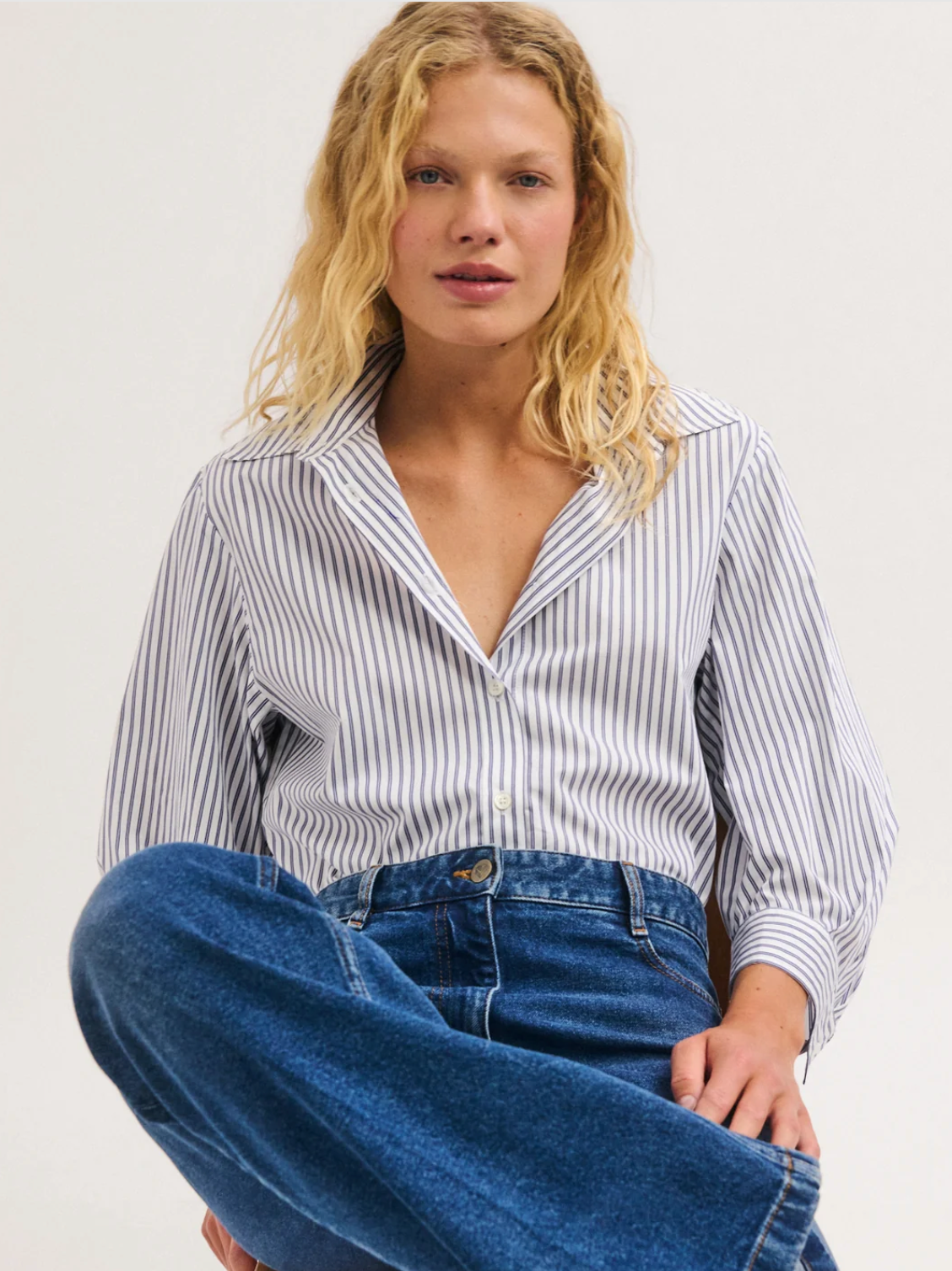 Chemise courte en popeline à rayures - LIA