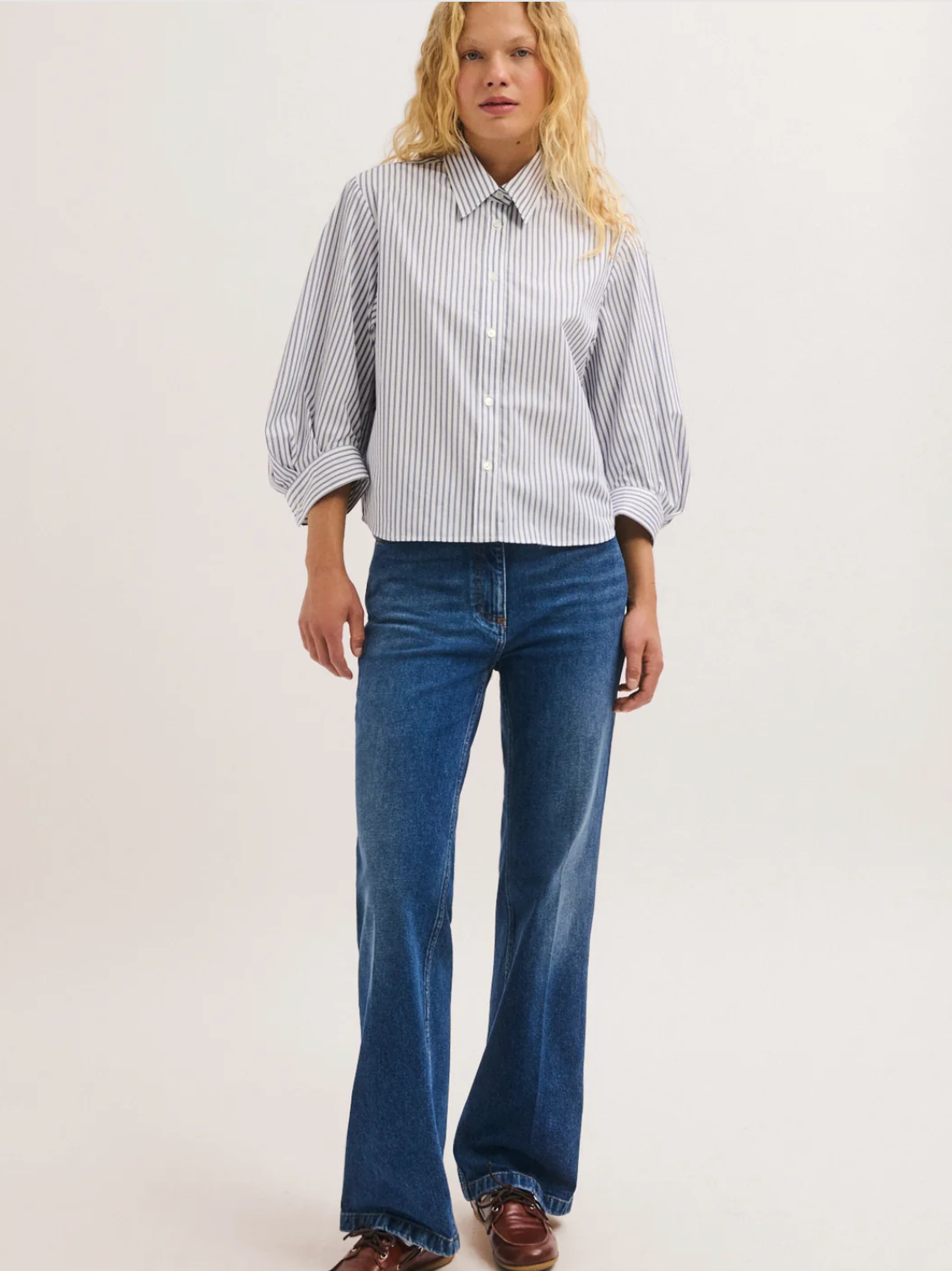 Chemise courte en popeline à rayures - LIA