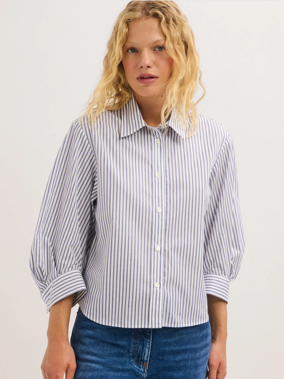 Chemise courte en popeline à rayures - LIA