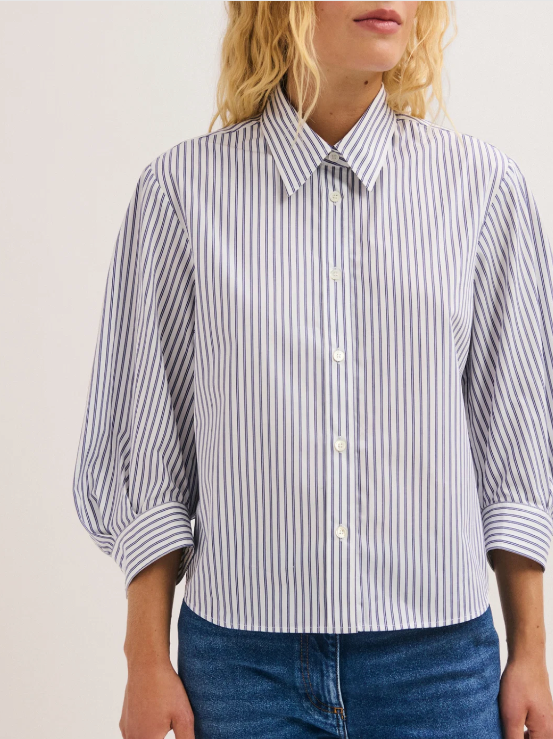 Chemise courte en popeline à rayures - LIA