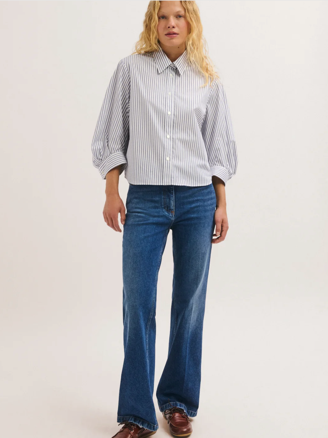 Chemise courte en popeline à rayures - LIA