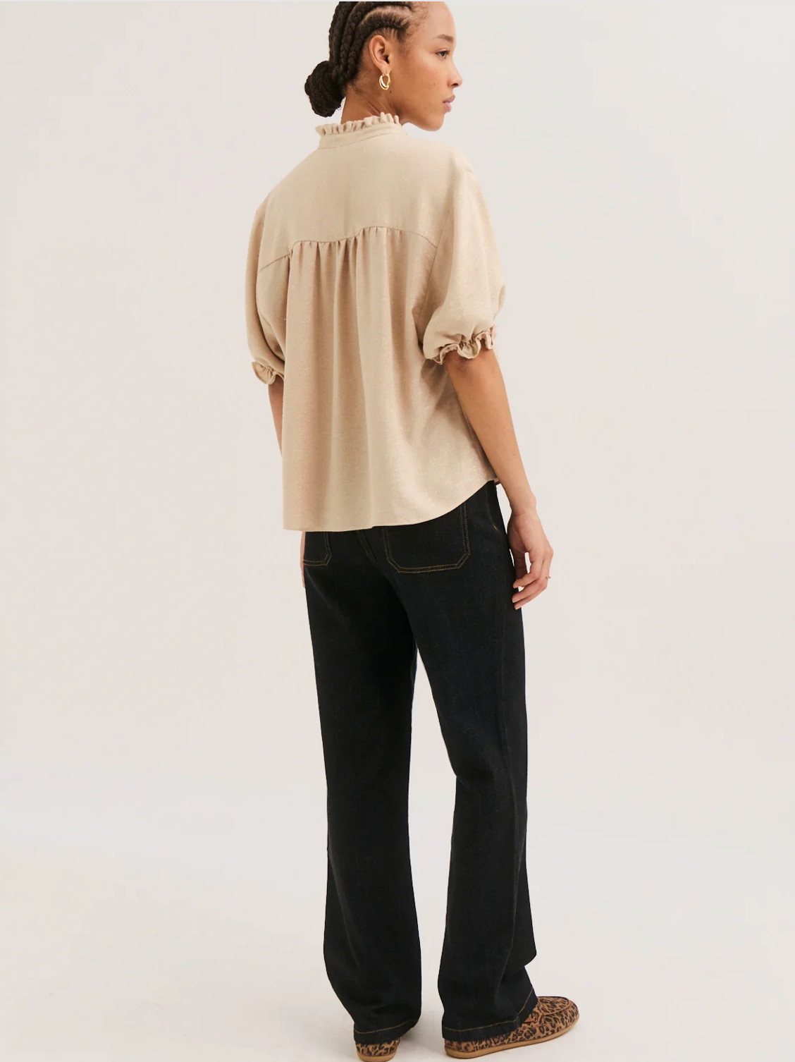 Blouse à volants et lurex doré - LUCE