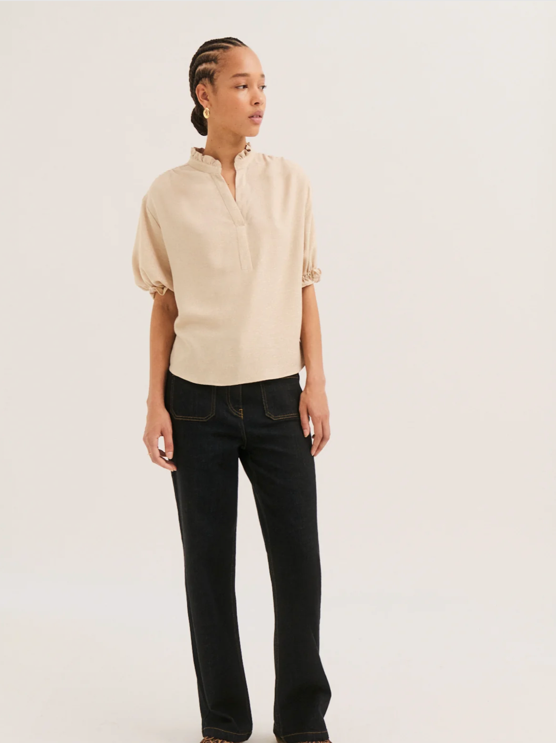 Blouse à volants et lurex doré - LUCE