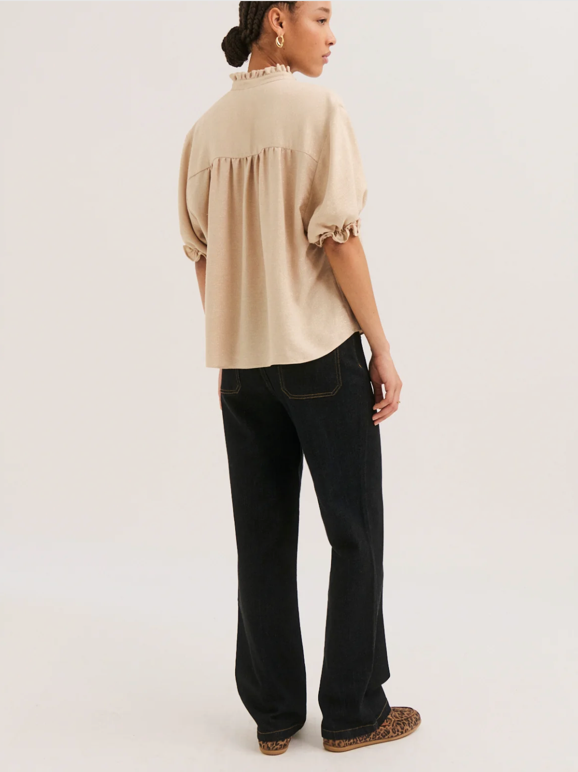Blouse à volants et lurex doré - LUCE