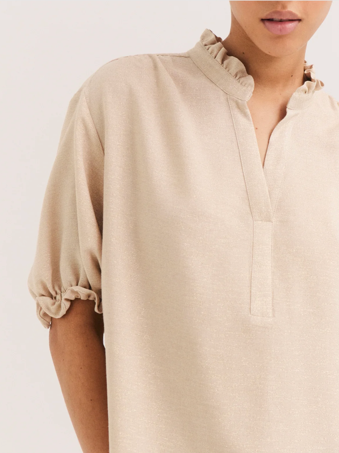 Blouse à volants et lurex doré - LUCE