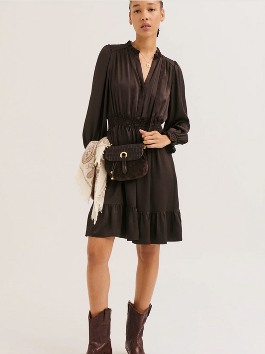 Robe courte à volants et smocks - CANEL