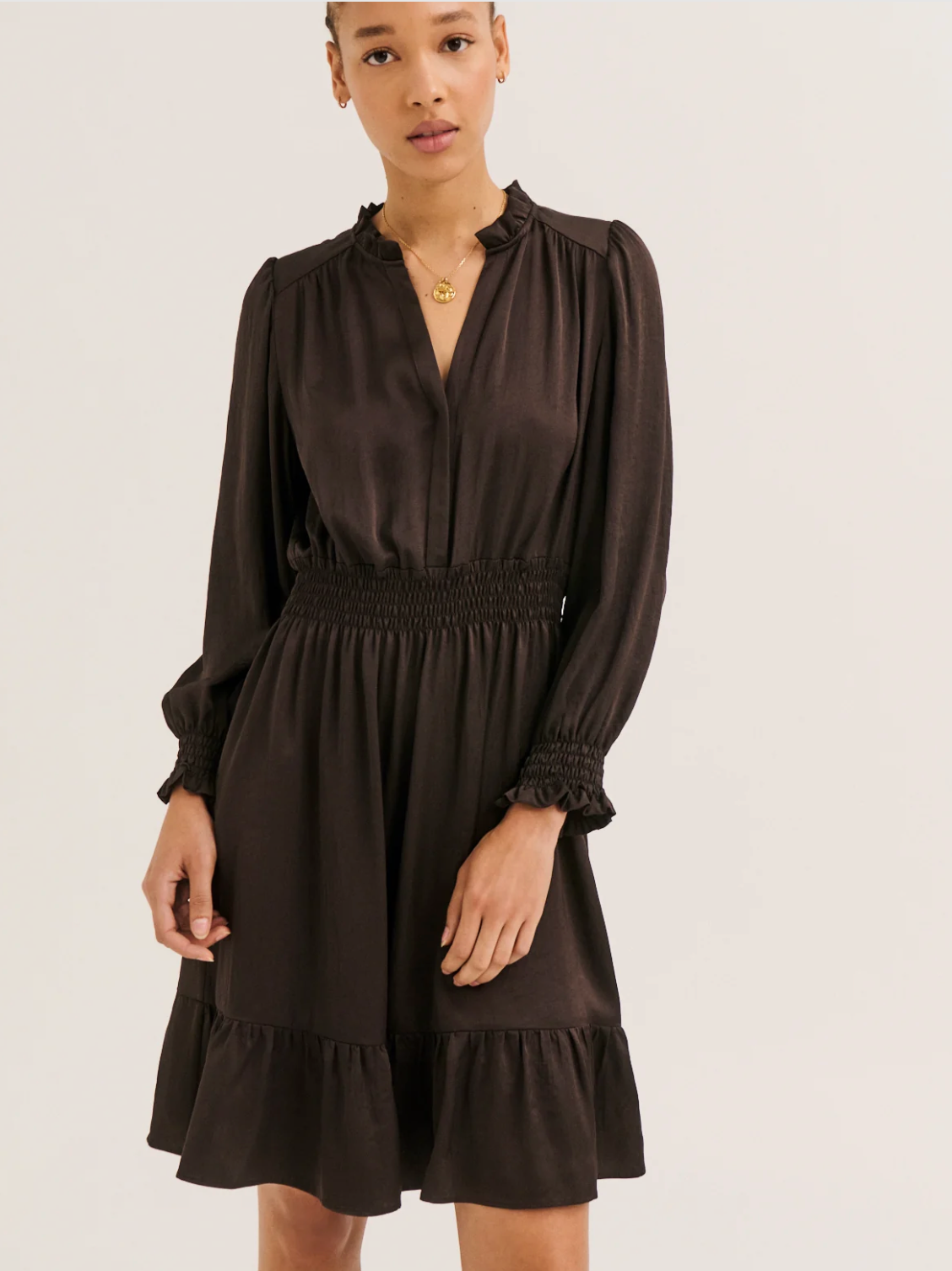 Robe courte à volants et smocks - CANEL