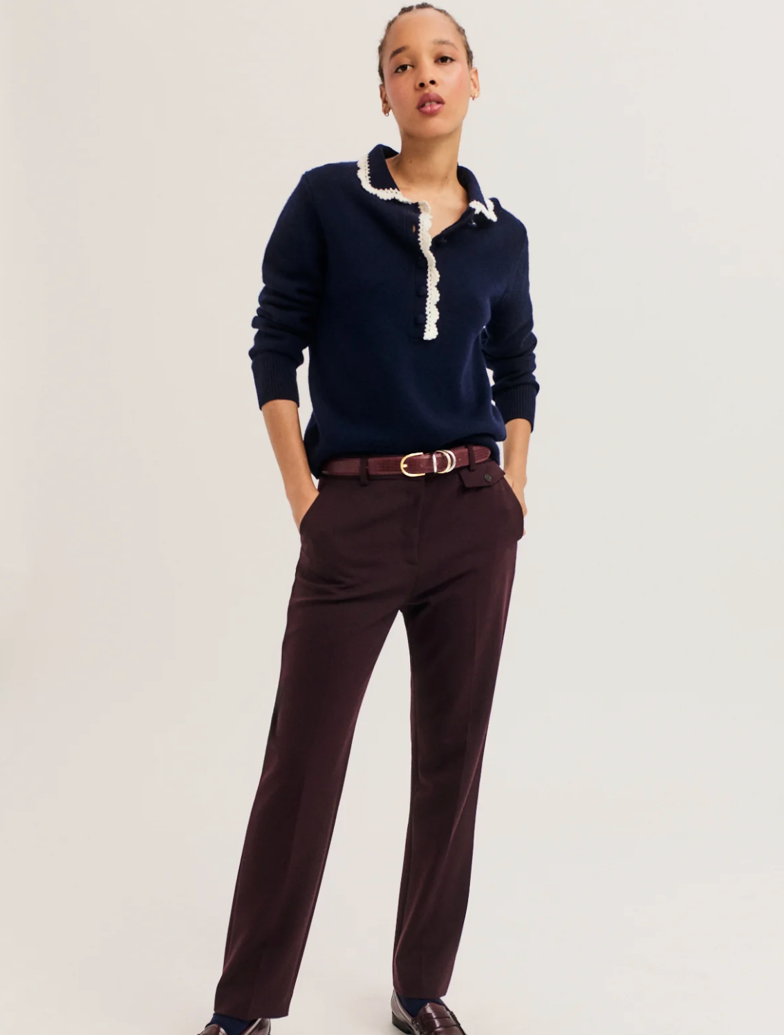 Pantalon slim 7/8 de tailleur - MALA Bordeaux