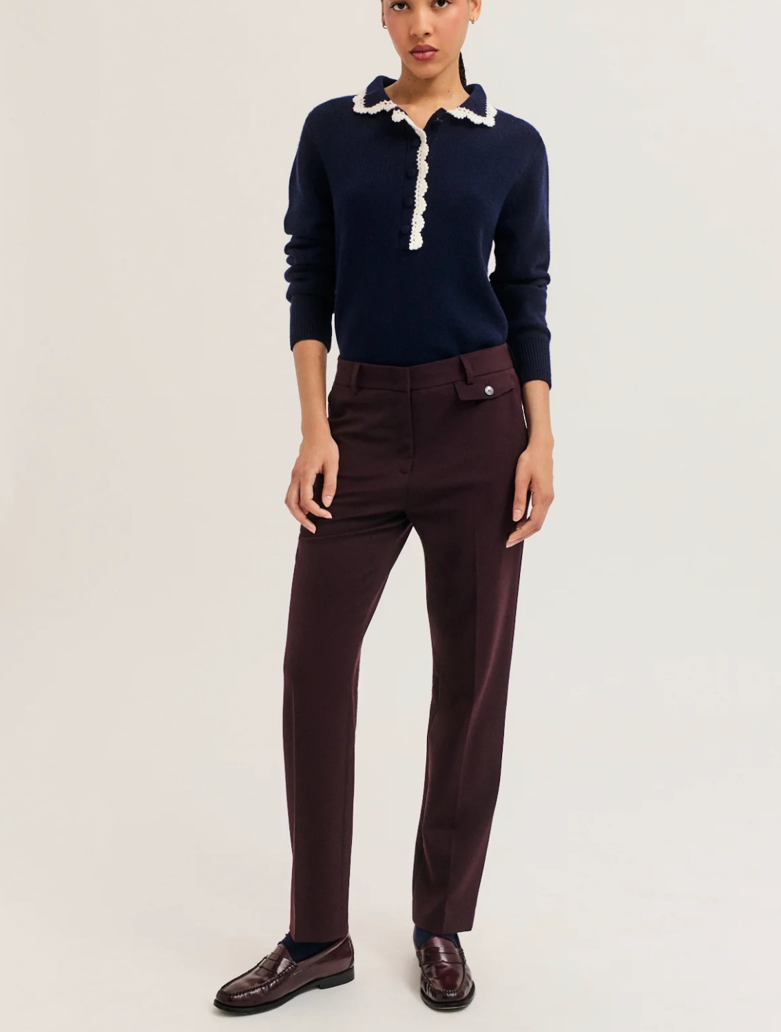 Pantalon slim 7/8 de tailleur - MALA Bordeaux