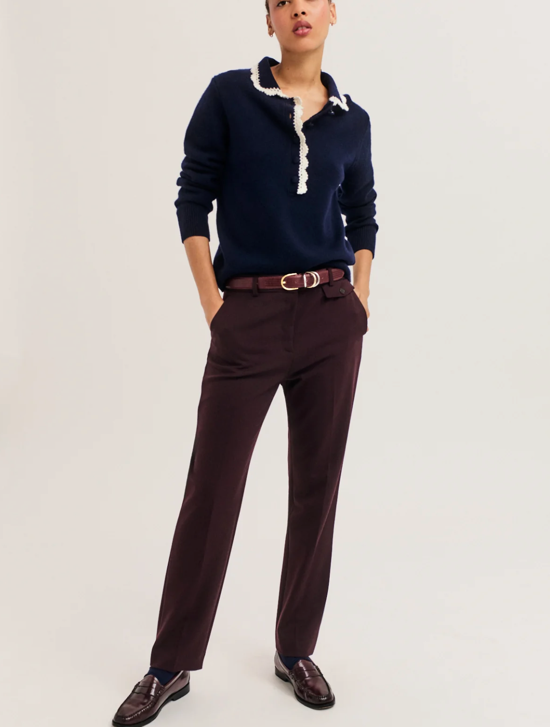 Pantalon slim 7/8 de tailleur - MALA Bordeaux