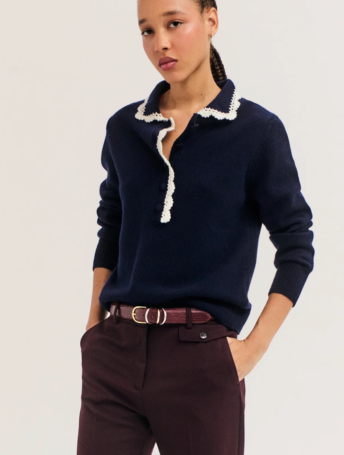Pantalon slim 7/8 de tailleur - MALA Bordeaux