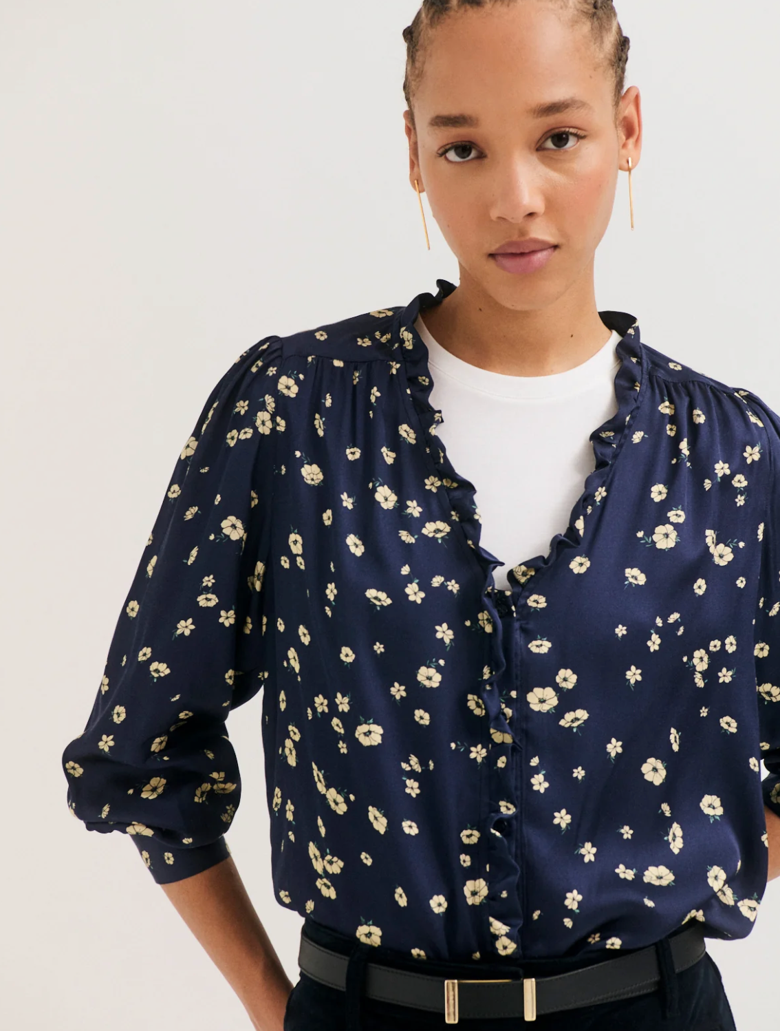 Chemise fleurie à volants - LOVIA