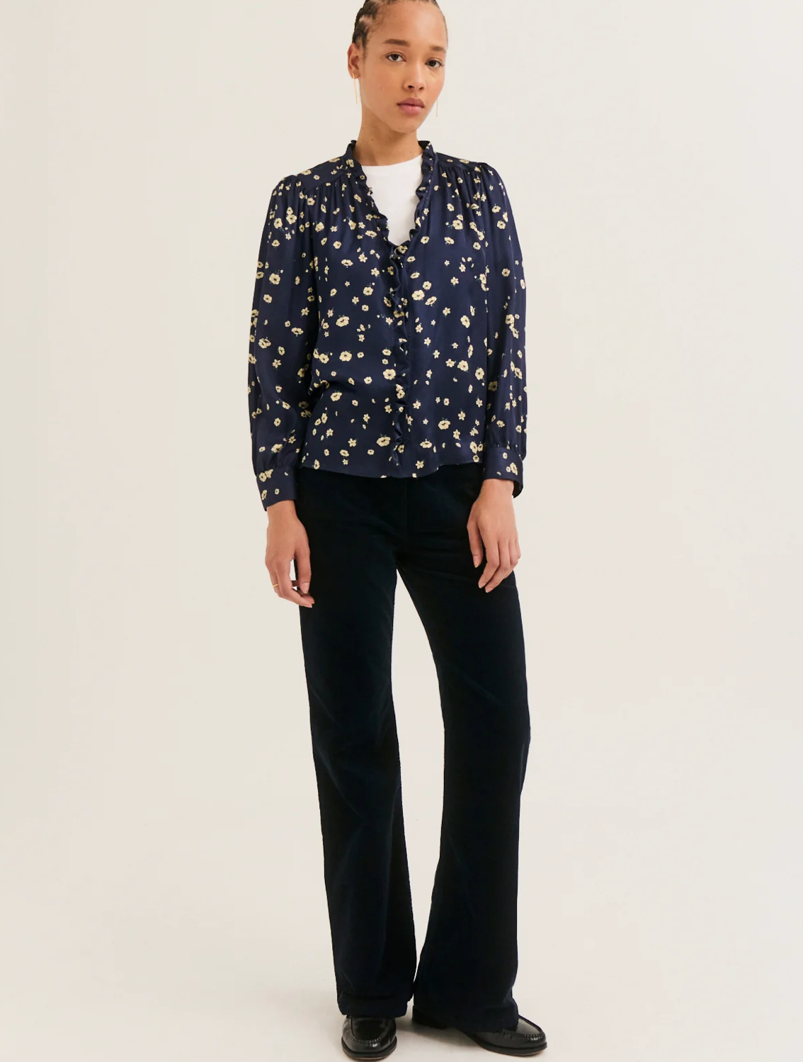 Chemise fleurie à volants - LOVIA