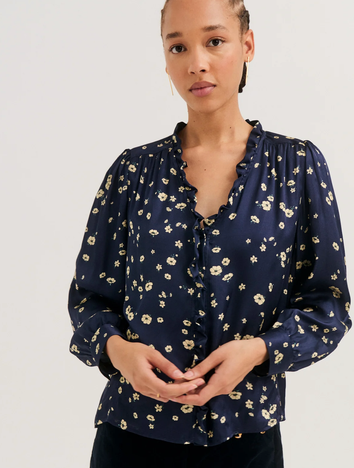 Chemise fleurie à volants - LOVIA