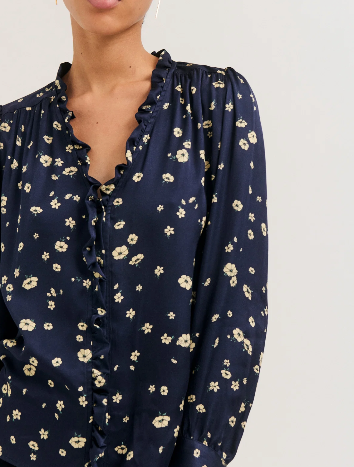 Chemise fleurie à volants - LOVIA