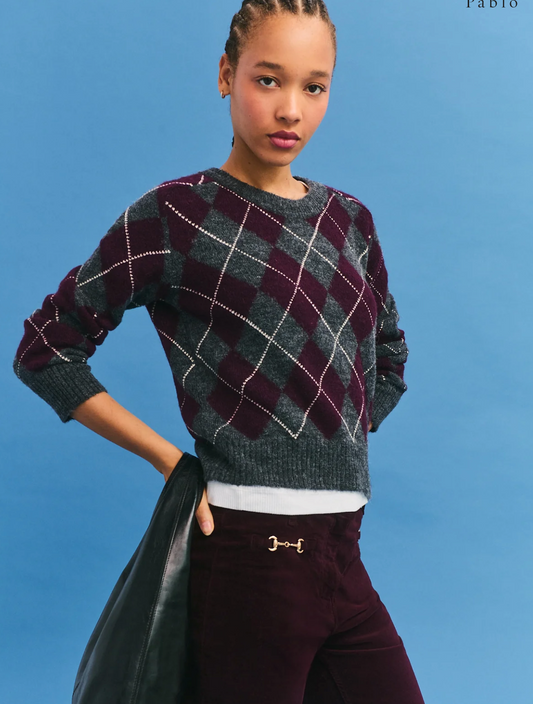 Pull à losanges contrastés - ROXANE Bordeaux