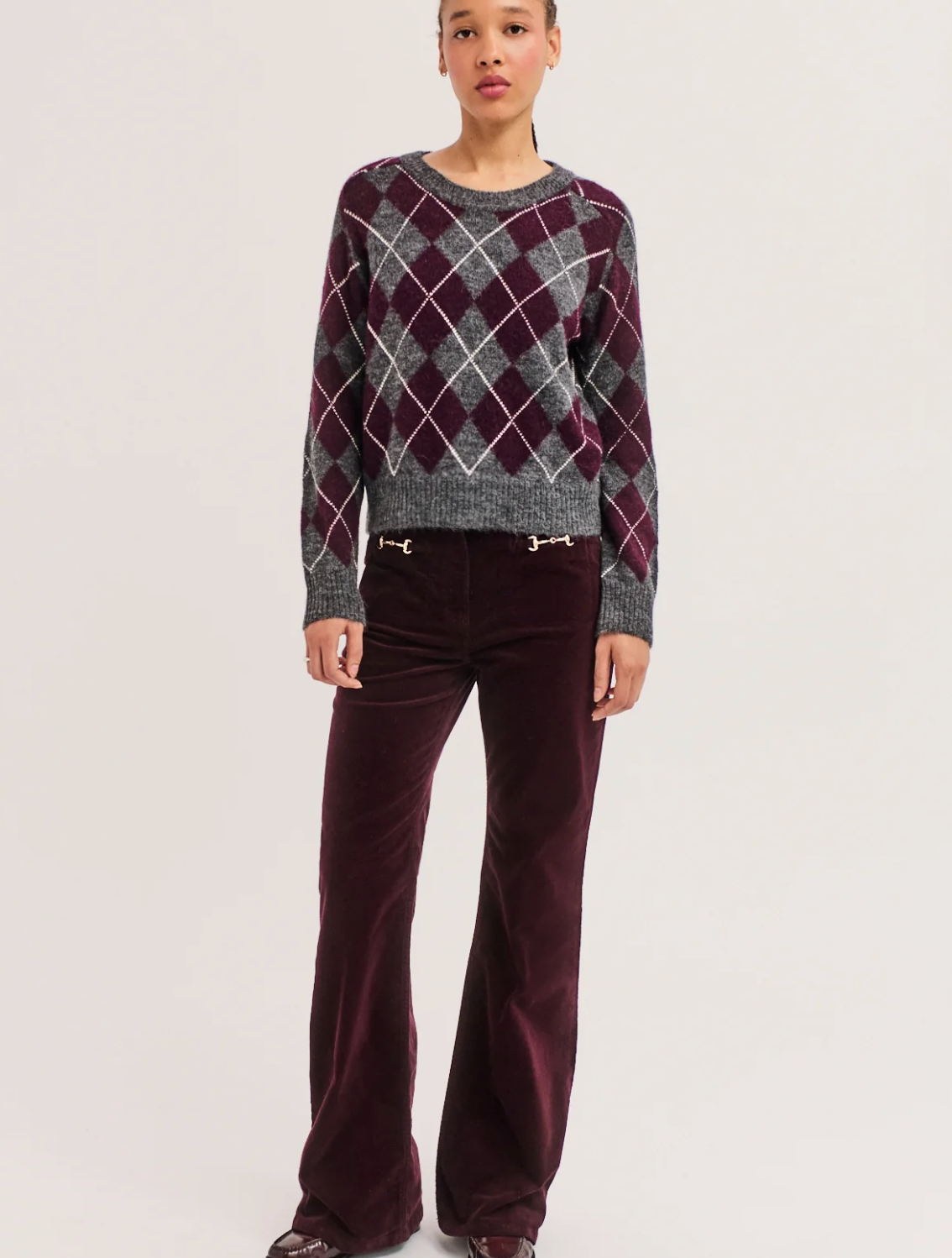 Pull à losanges contrastés - ROXANE Bordeaux