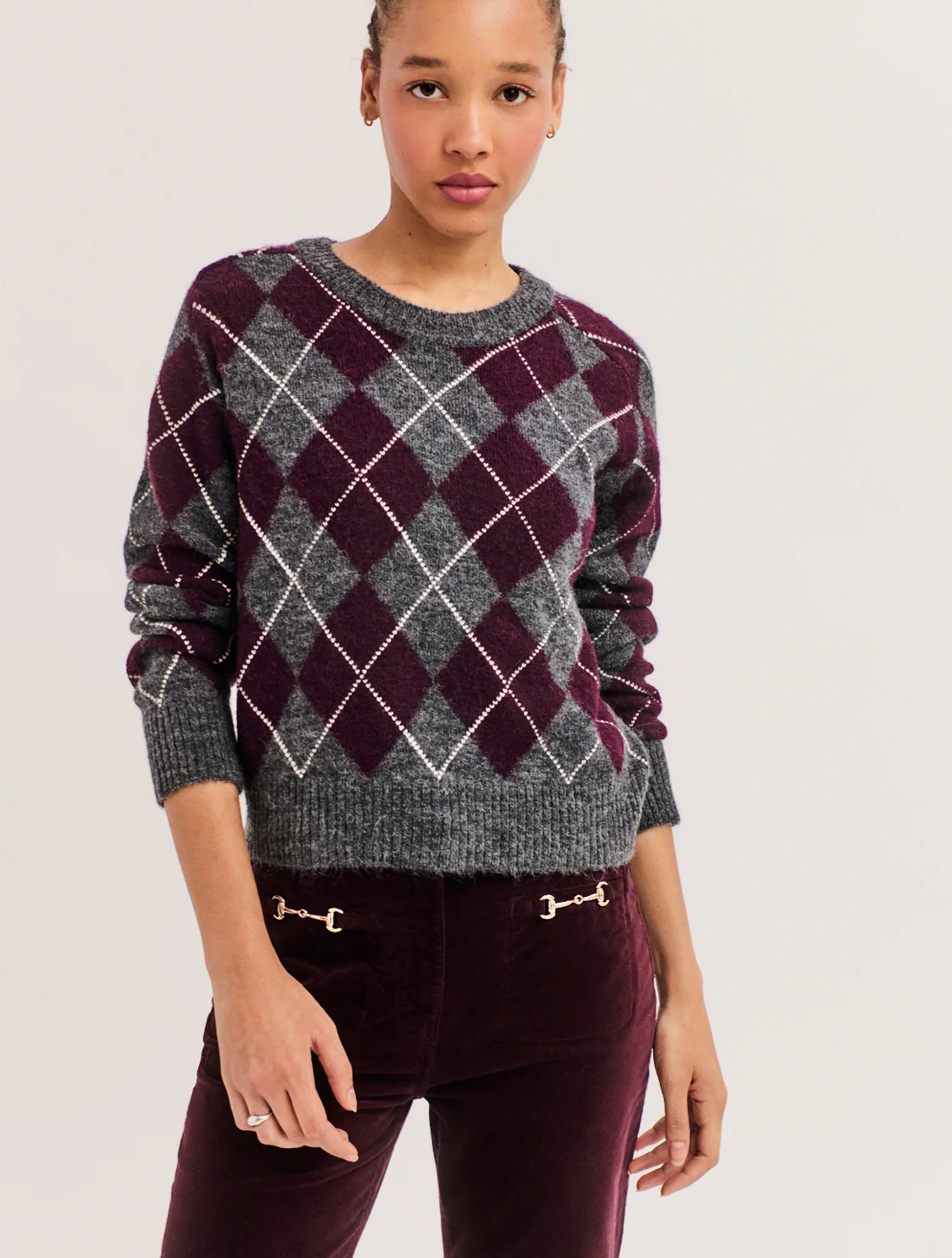 Pull à losanges contrastés - ROXANE Bordeaux