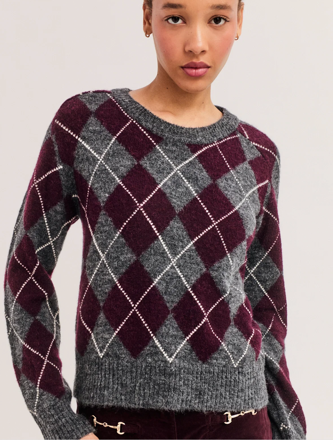 Pull à losanges contrastés - ROXANE Bordeaux