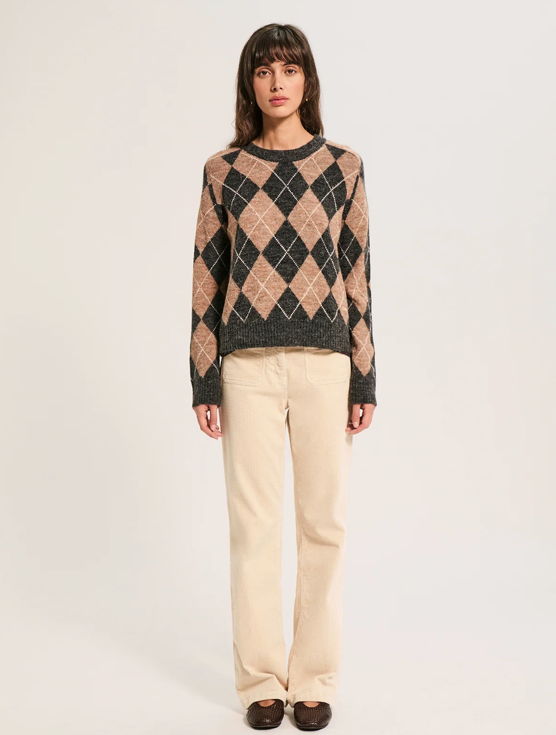 Pull à losanges contrastés - ROXANE Camel