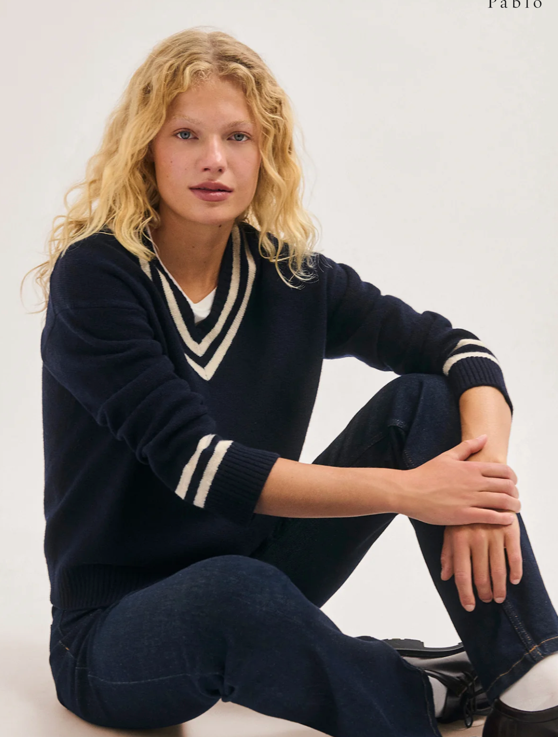 Pull col V en laine bicolore - ROSABEL