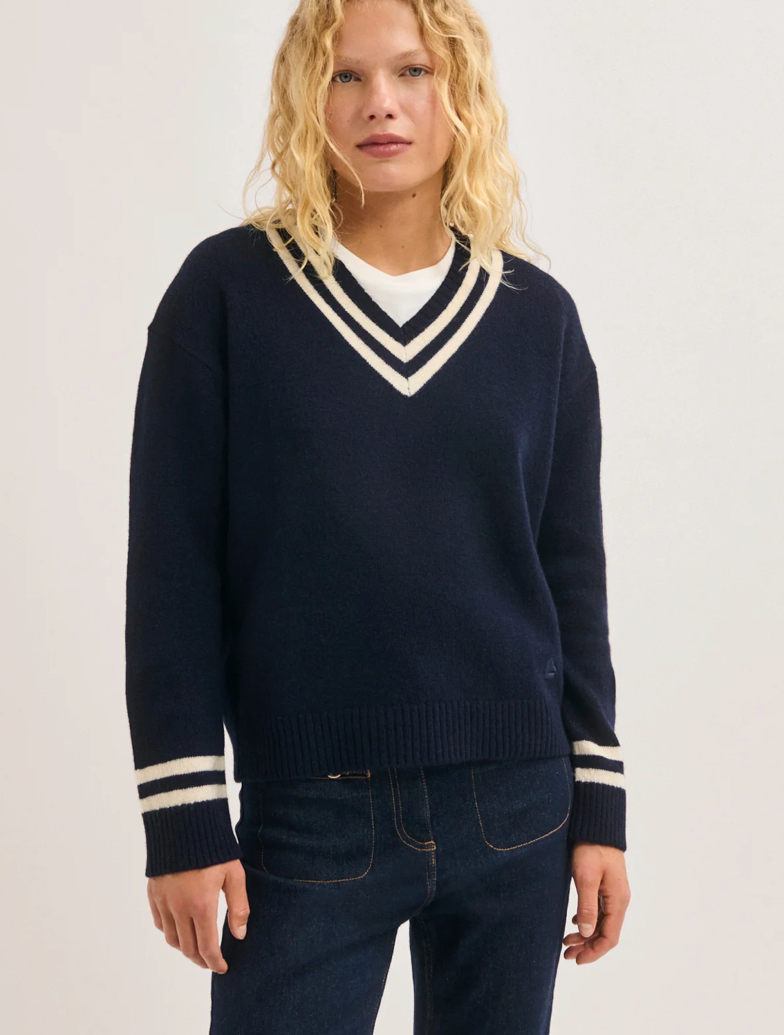Pull col V en laine bicolore - ROSABEL