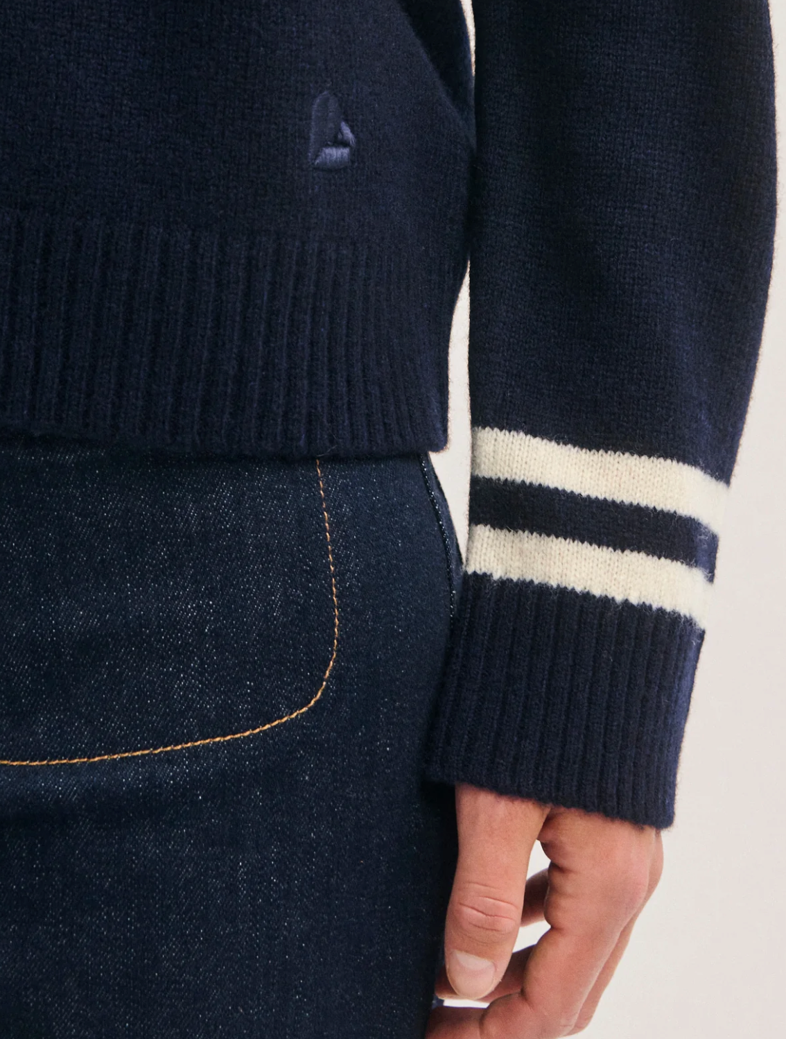 Pull col V en laine bicolore - ROSABEL