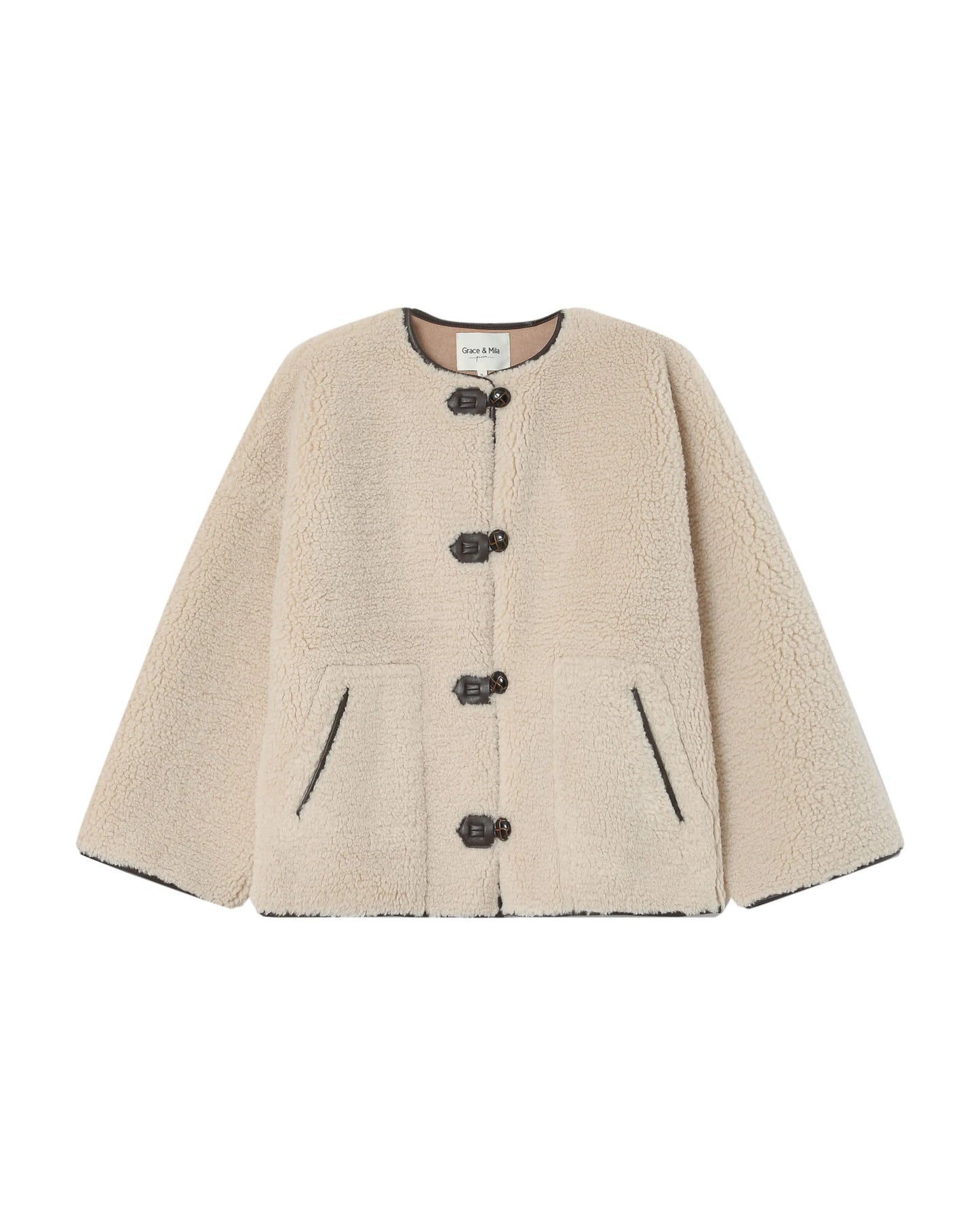 MANTEAU OVERSIZE EN SHEARLING ECRU SIMON