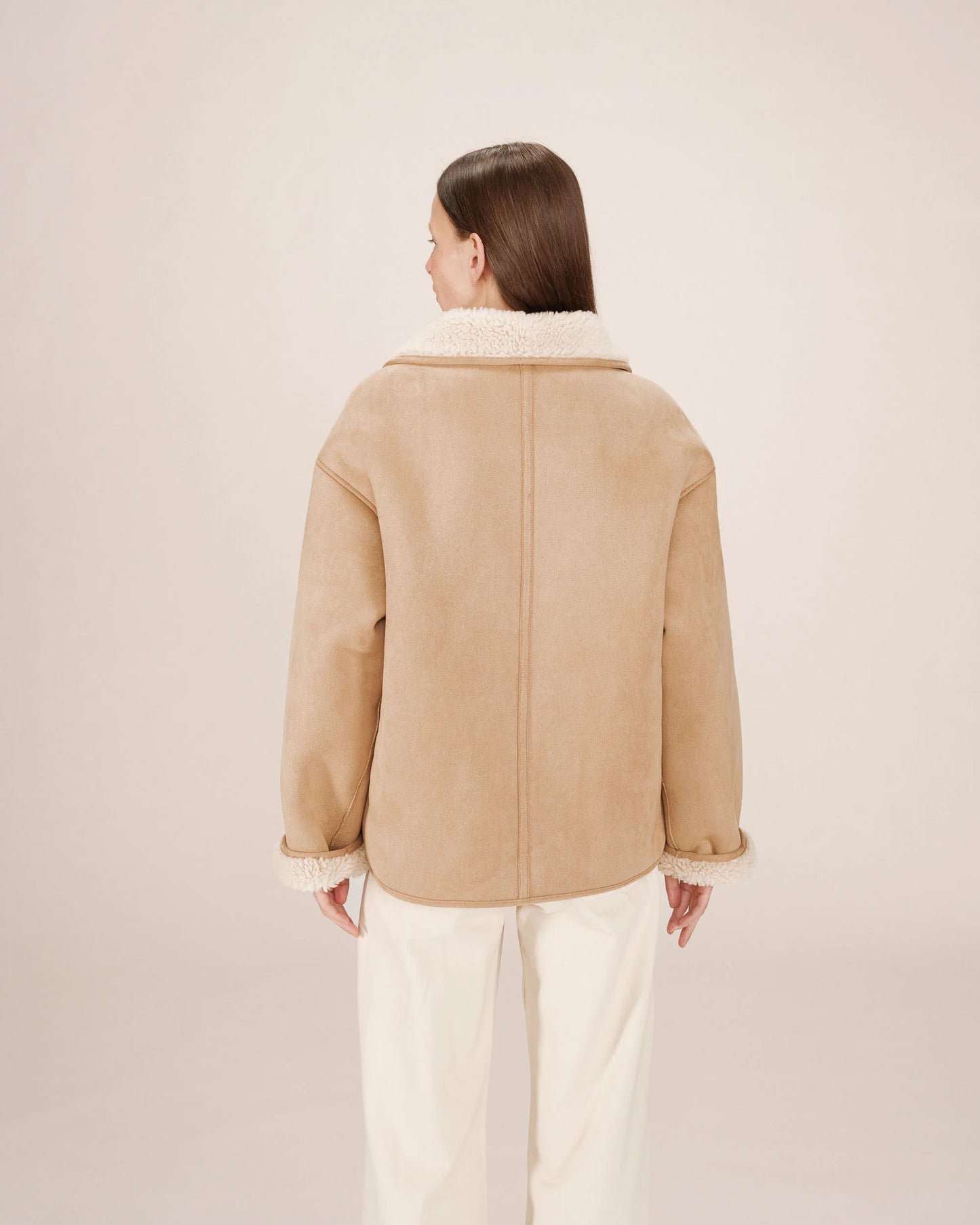 MANTEAU EN SUÉDINE BEIGE ROSE SWAN
