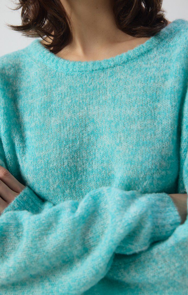 PULL FEMME NUGGY TURQUOISE FLUO CHINE