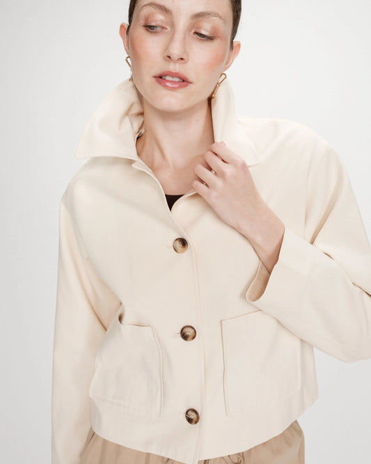 VESTE COURTE EN COTON ECRU VERONICA
