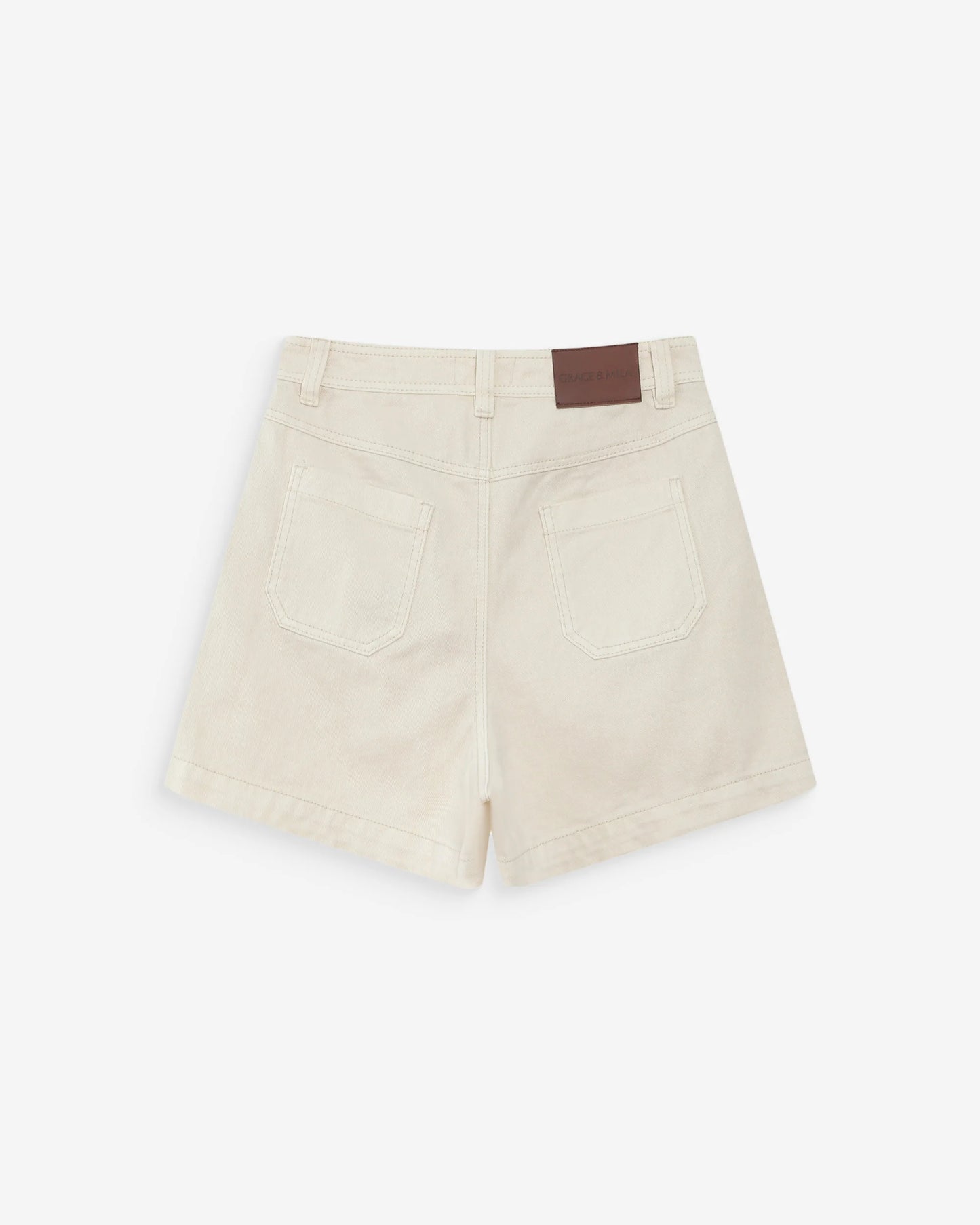 SHORT EN JEAN TAILLE HAUTE DROIT ECRU VERNE