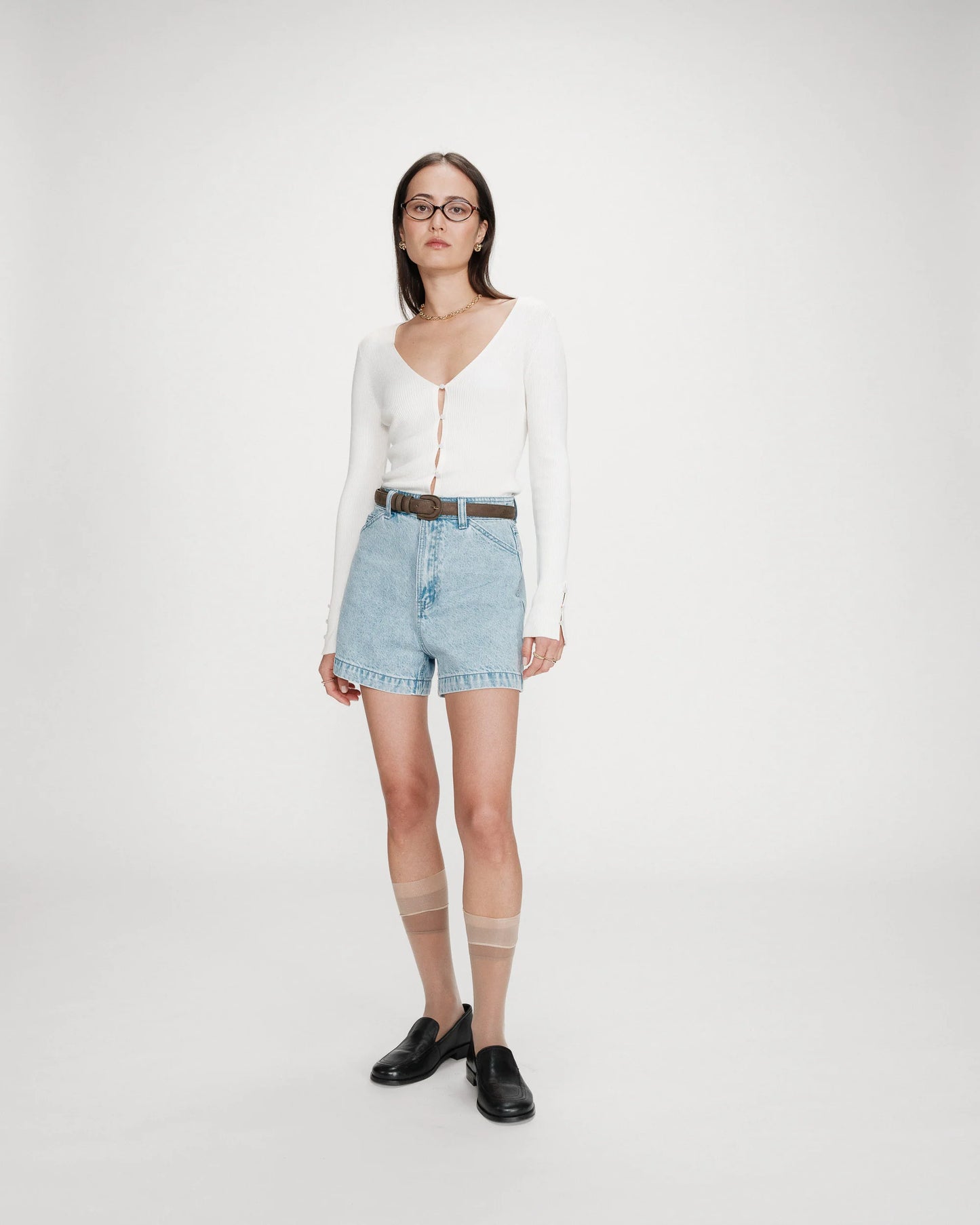 SHORT EN JEAN TAILLE HAUTE DROIT SKYBLUE VERNE