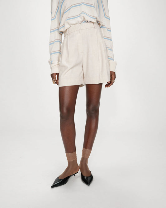 SHORT DROIT À PLIS TAILLE MI-HAUTE SABLE VITE