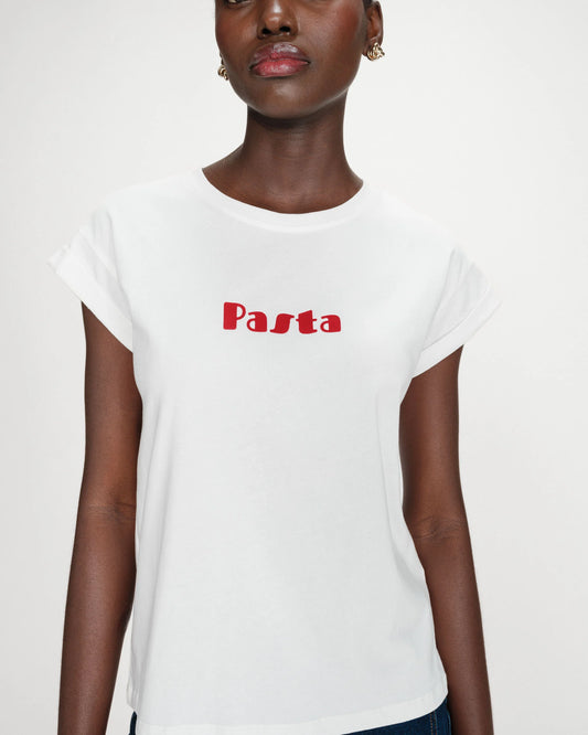 T-SHIRT EN COTON À MESSAGE IMPRIMÉ ROUGE VICO