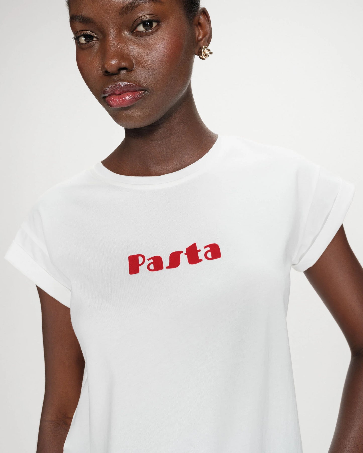 T-SHIRT EN COTON À MESSAGE IMPRIMÉ ROUGE VICO