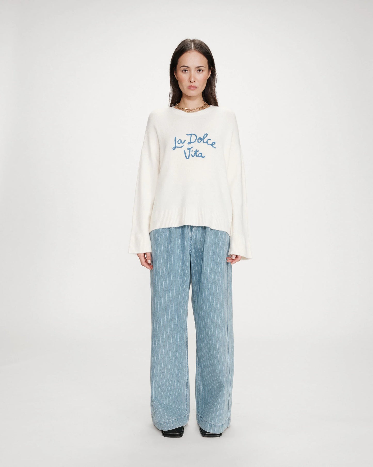 PULL OVERSIZE À MESSAGE BLEUET VIGGO