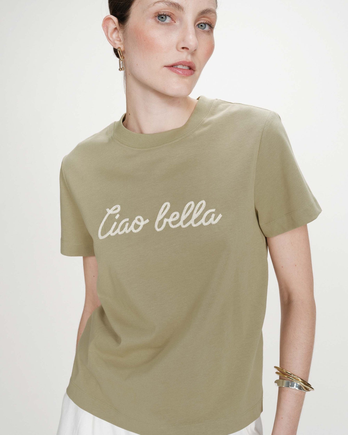 T-SHIRT EN COTON MANCHES COURTES SAUGE VANDERS