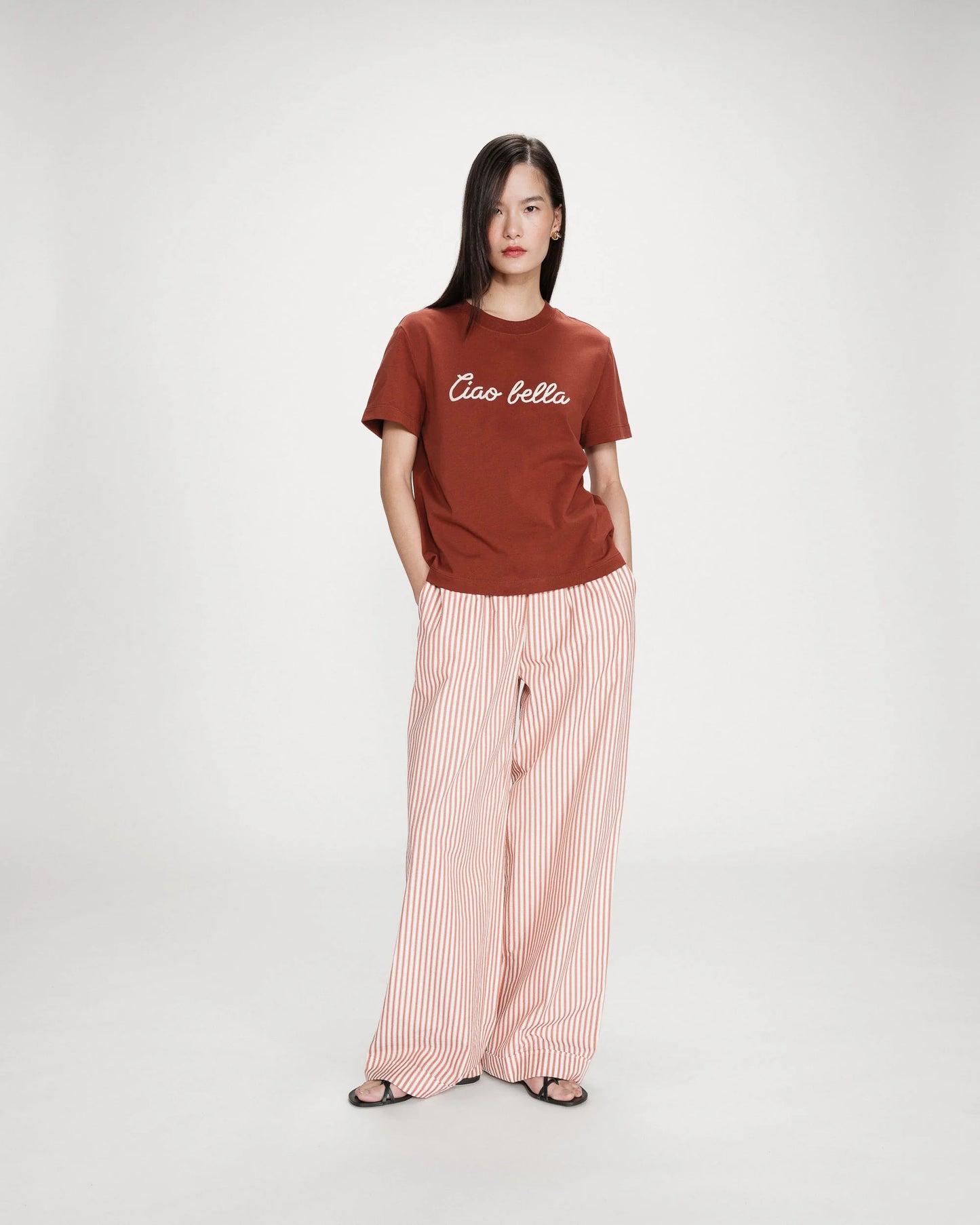 T-SHIRT EN COTON MANCHES COURTES TERRACOTTA VANDERS