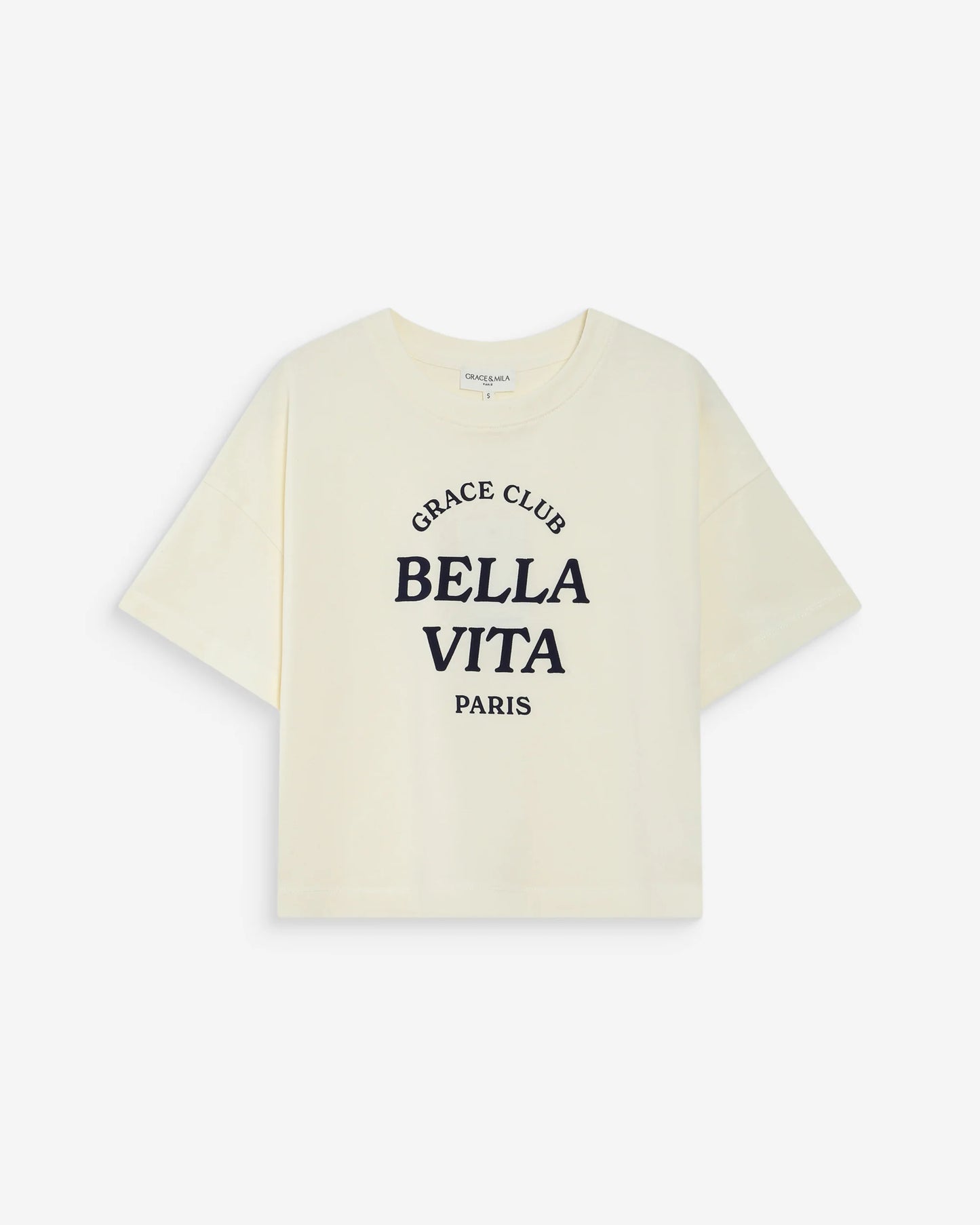 TOP OVERSIZE EN COTON MESSAGE IMPRIMÉ ECRU VOSS