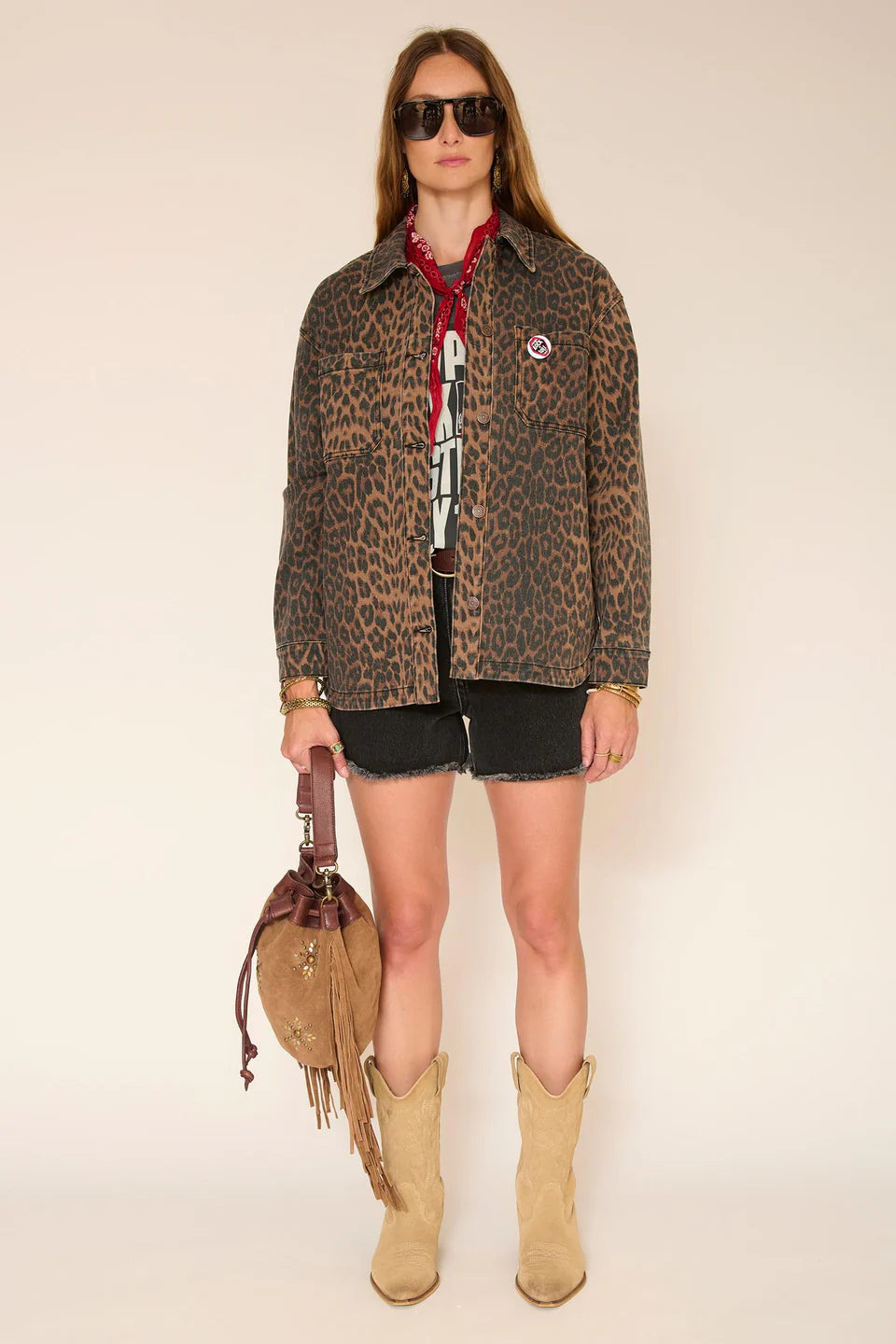 VESTE - VENUTIA LEOPARD PRINT-CHOCO