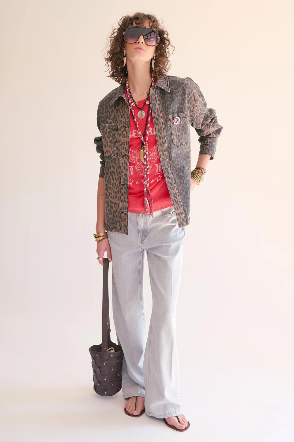 VESTE - VENUTIA LEOPARD PRINT-CHOCO