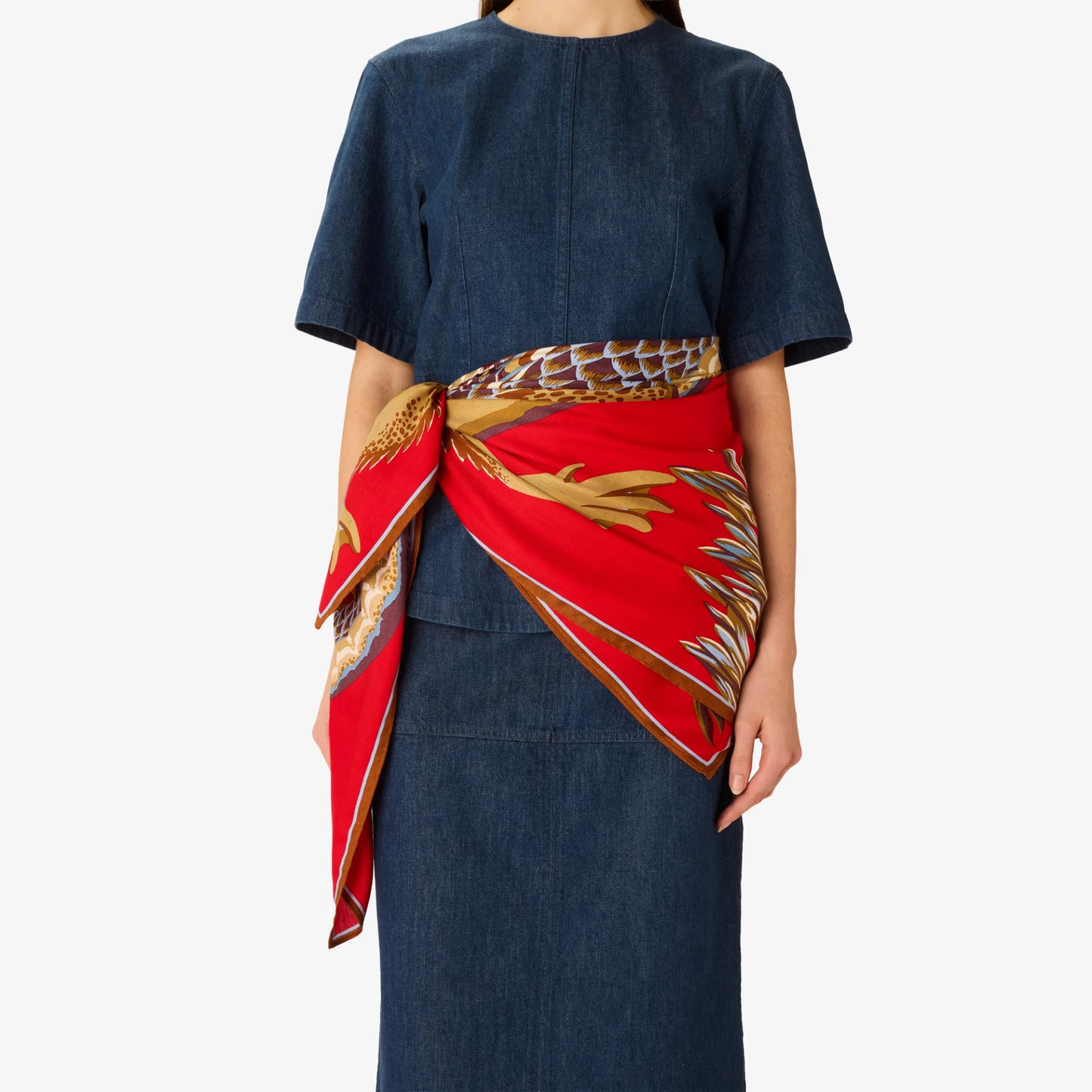 Carré 100 - Croco - Rouge