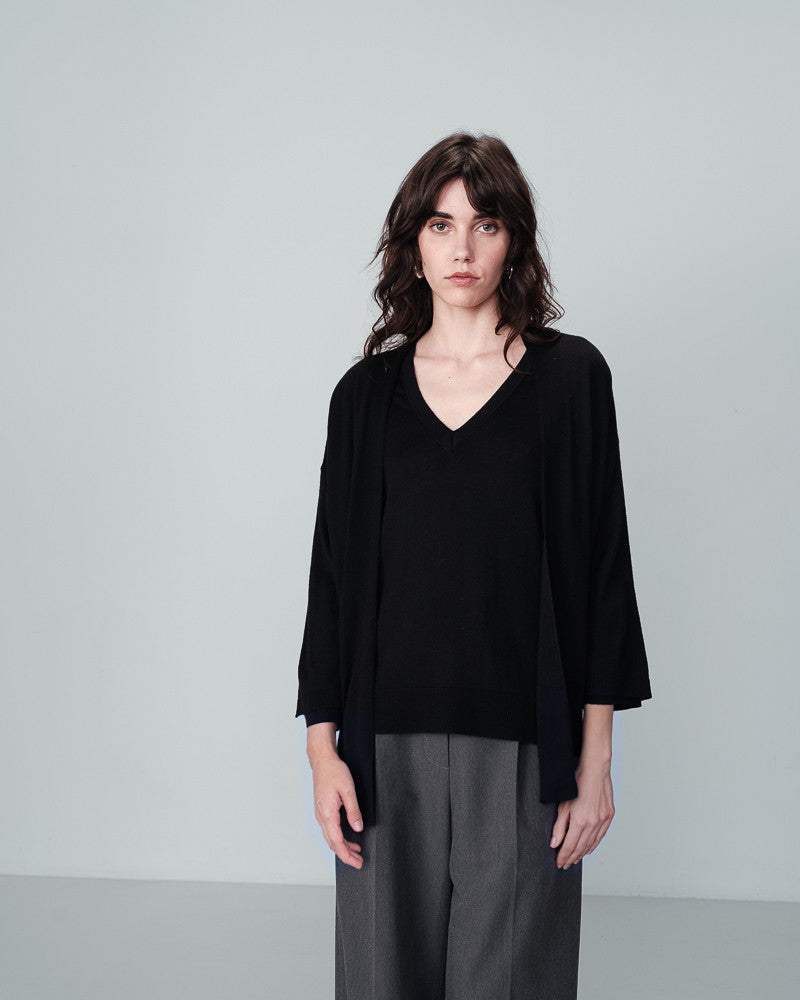 CARDIGAN NOIR NACRE