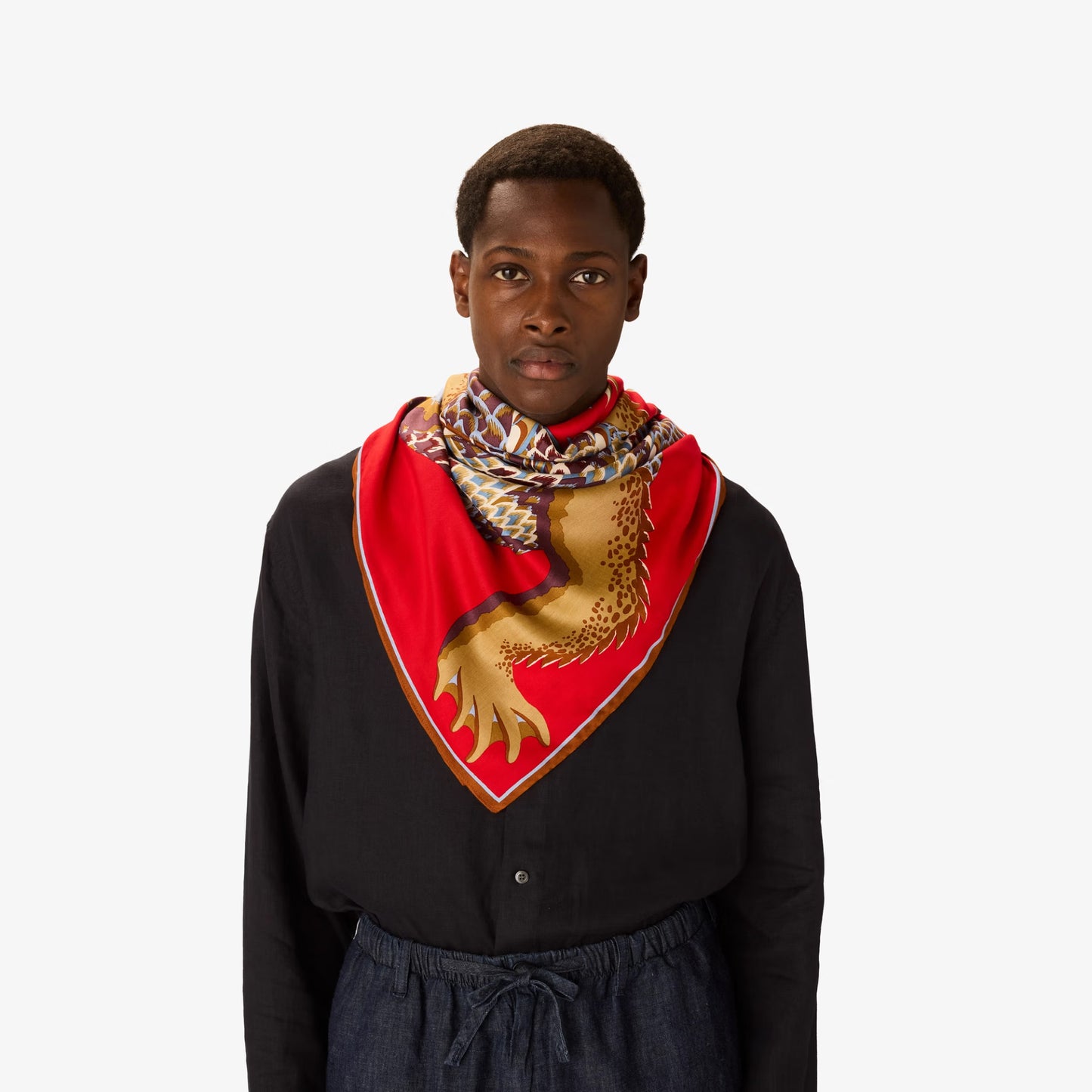 Carré 100 - Croco - Rouge