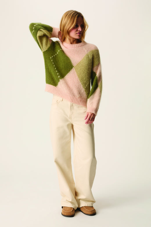 PULL BRETZEL ARGYLE POUDRE
