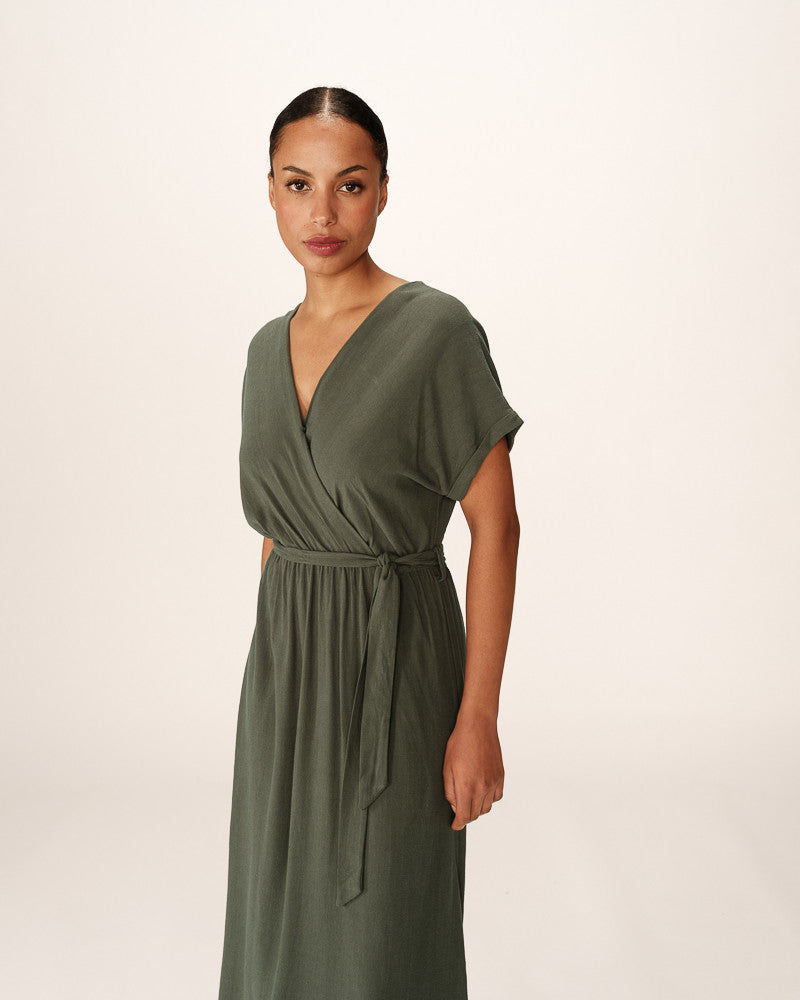 ROBE LONGUE VERT POLLEN