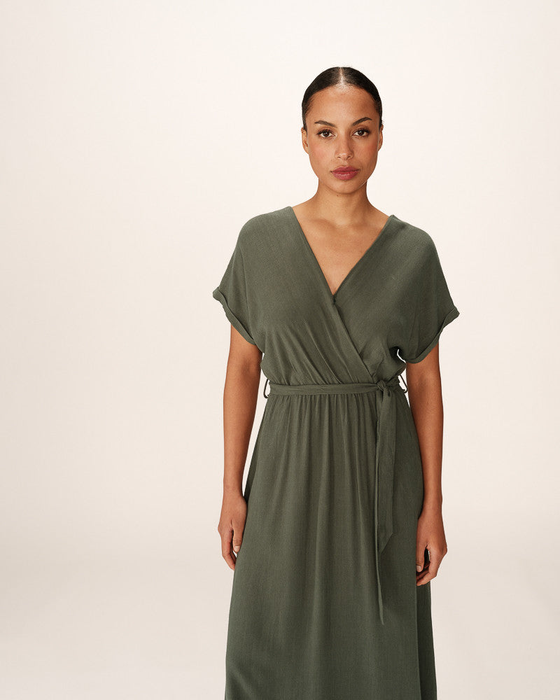 ROBE LONGUE VERT POLLEN